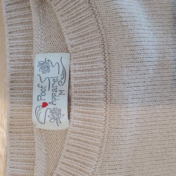 Poof Apparel Tan/Cream color block sweater. - Picture 2 of 4